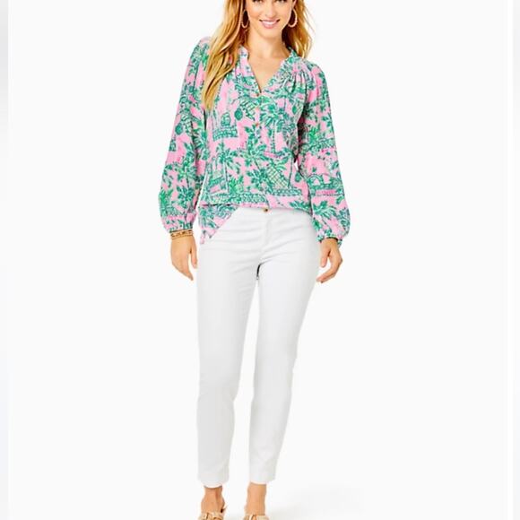 Lilly Pulitzer 29" Kelly Textured Ankle Length Skinny Pant size 10 NEW - Picture 1 of 9